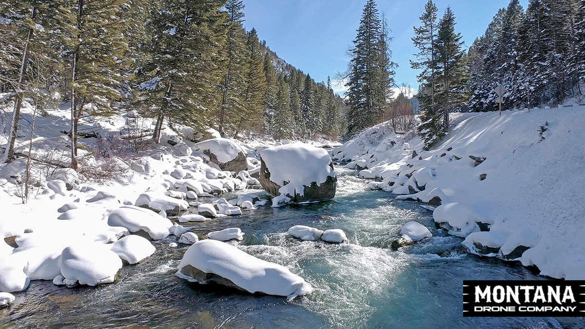 20200306 House Rock Gallatin River Fresh Snow On The River