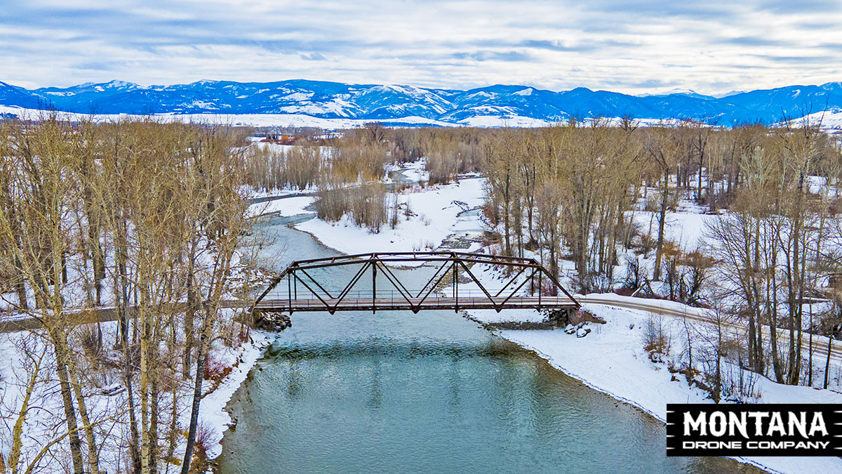 Axtell Bridge Gallatin River Aerial Photo Winter 2021