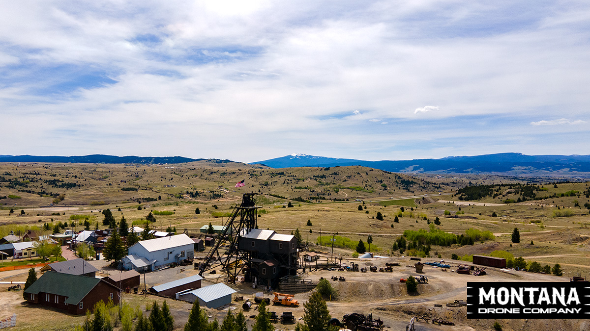 Butte America Mine Derrick Flying American Flag