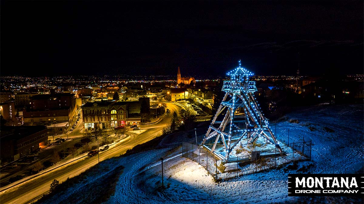 Drone Night Flights Helena Montana Guardian Of The Gulch Silent Night