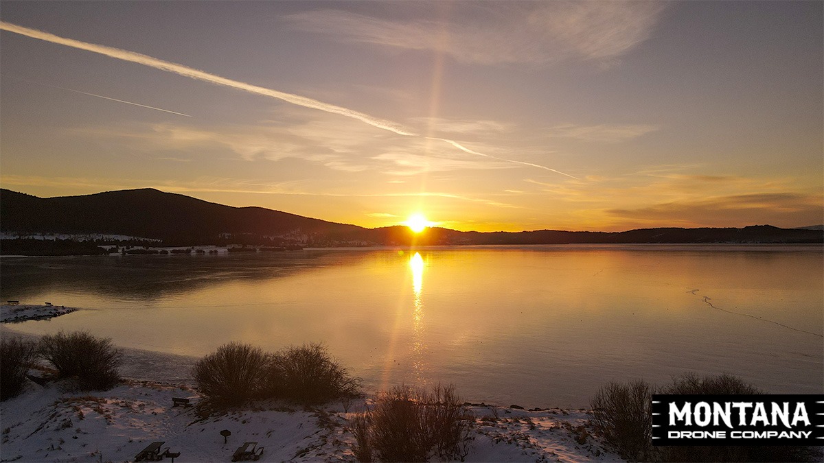 Georgetown Lake Golden Sunset Reflections On The Ice