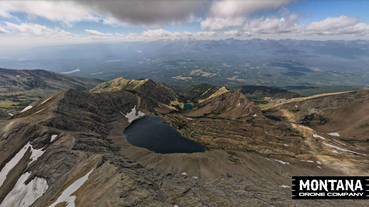holland peak swan range montana lake fall drone photography