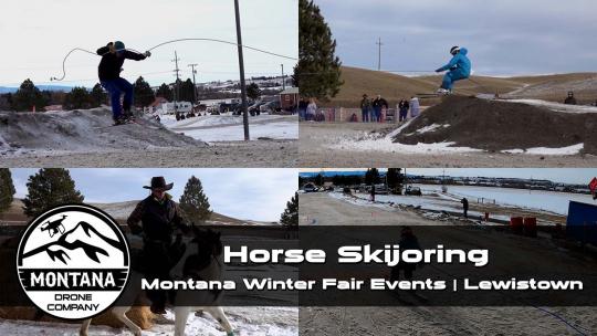 horse skijoring in lewistown montana 2022 recap video montana drone company thumbnail