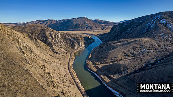 Jefferson River Three Forks Montana Aerial View March 2024 