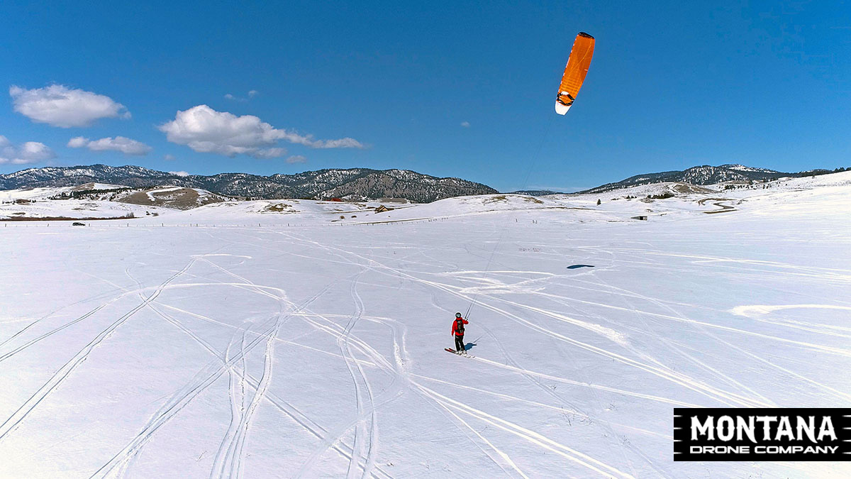 Kite Skiing Outside Bozeman MT | Flying Across Flat Snow