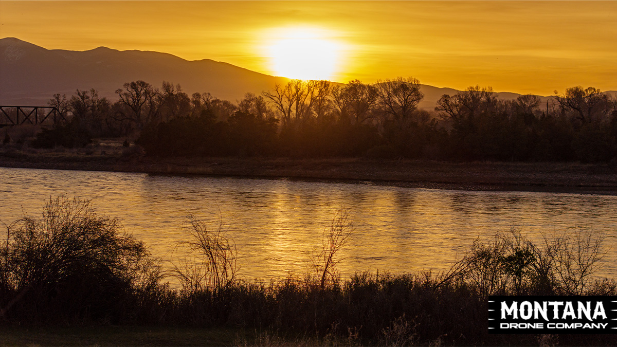 Missouri River Early Morning Glow Mt Drone