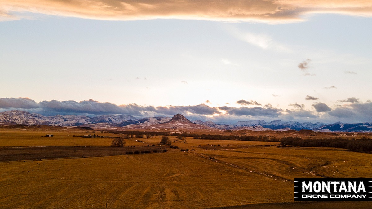 Orange All Around Montana Fall Sunset Aerial Photo