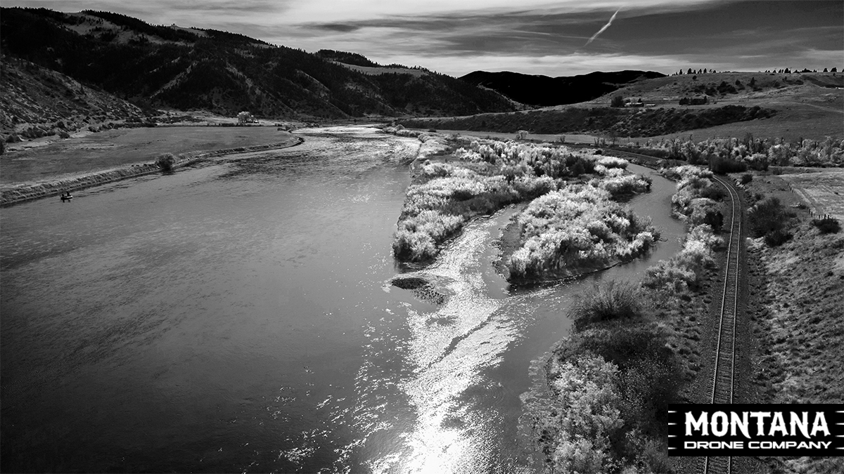 River Tracks Montana Black And White Photo