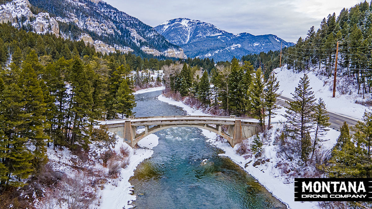 Squaw Creek Bridge Gallatin River Aerial Photo South View Winter 2021