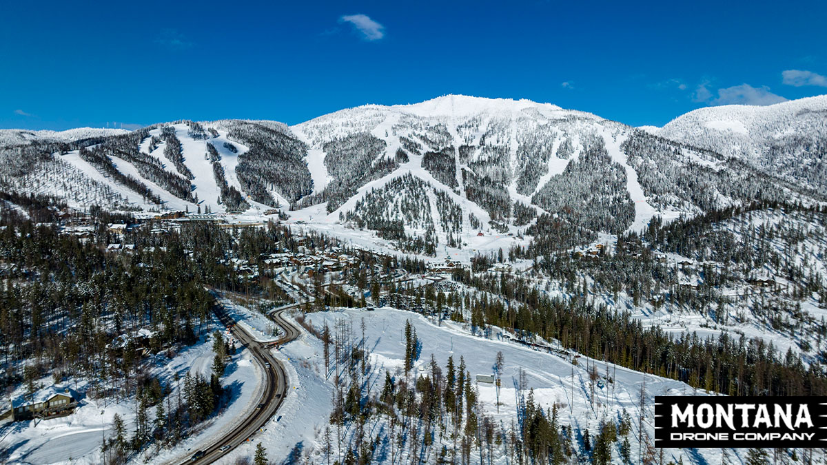 whitefish montana big mountain ski resort aerial winter photo mdc