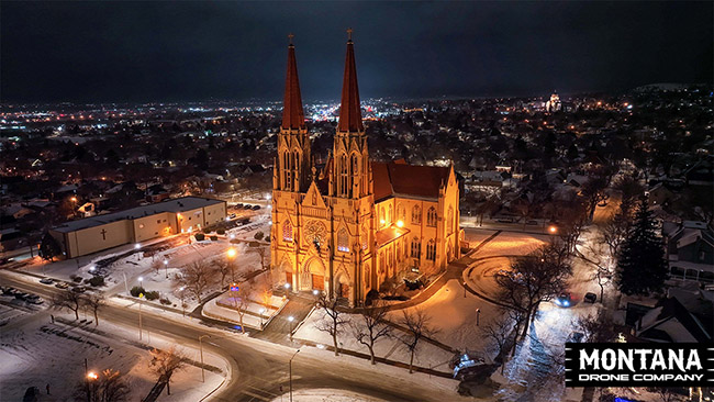 Cathedral Of Saint Helena Night View Helena Montana