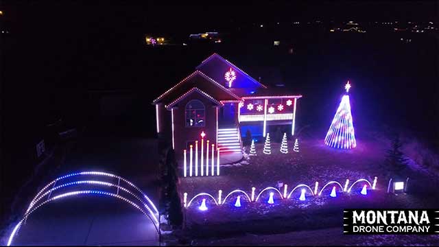 Vukonich Family Lights Christmas Light Show Night Flight Drone Aerial Video Footage